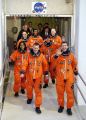 Posdka STS-107 ped nstupem do raketoplnu (16.01.2003)
