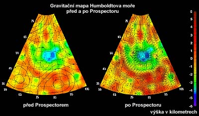 Gravitační mapa části Měsíce