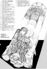 SATURN IA - 1. stupe, typ C1, 8 motor H1 (schmatick nkres z asopisu Radar ro.1964)