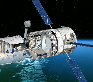 Řez lodí ATV po připojení ke stanici ISS