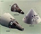 Srovnn rozmr lodi Mercury s lodmi Gemini a Apollo