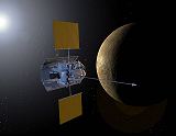 Kresba sondy MESSENGER u Merkuru