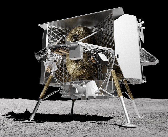 Kresba landeru Peregrine-1 na Měsíci